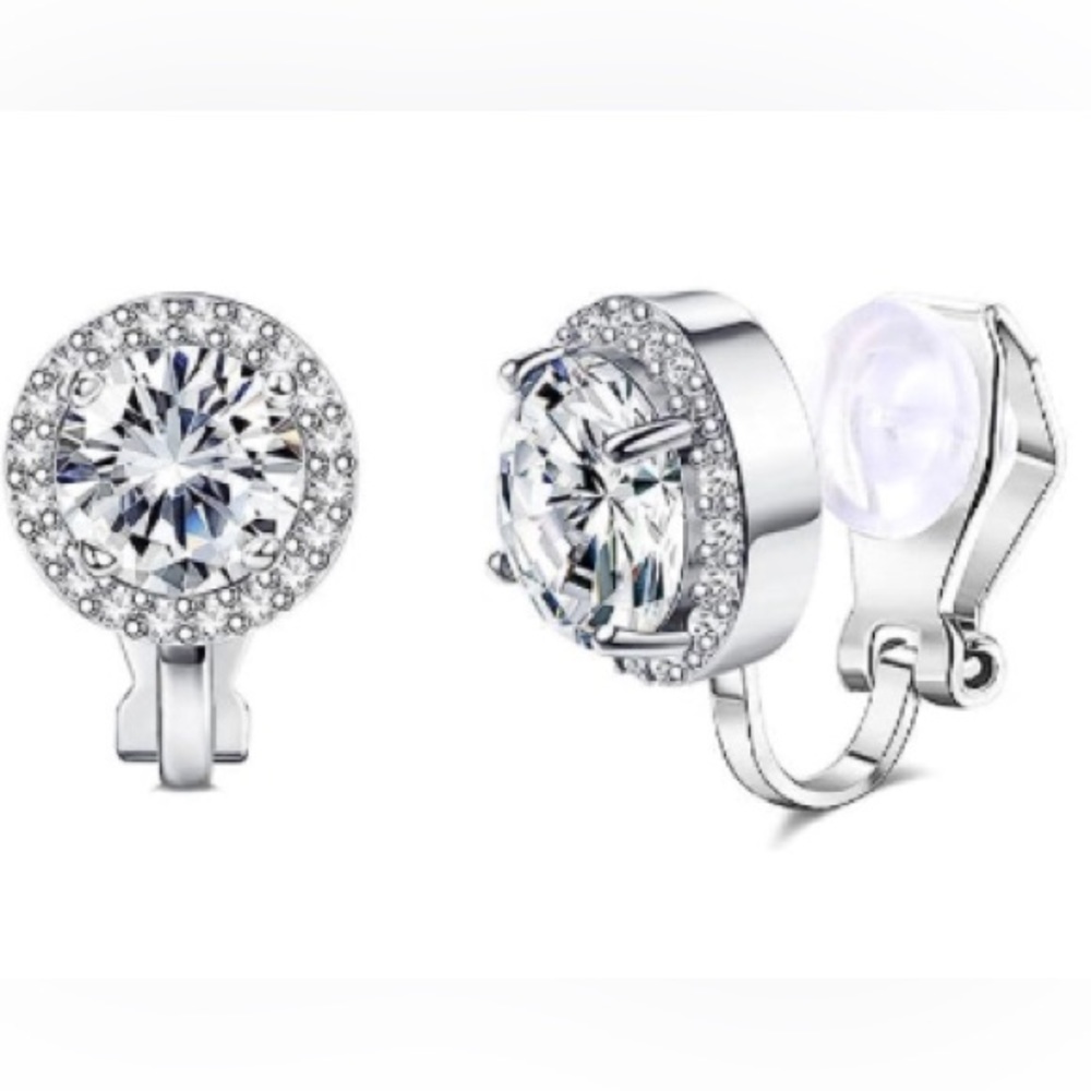 Silver Clip-On Stud Earrings 10mm, 1 Pair